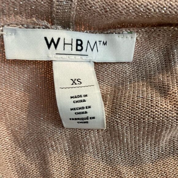 White House Black Market soft pink‎ metallic open front shawl collar cardigan - Picture 3 of 7